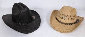 lot 272 image: Pair of Cowboy Hats Bailey U-Rollit Shantung Panama 6-Star and Shady Brady