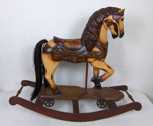 lot 30 image: Beautiful Vintage Wood Carousel Rocking Horse