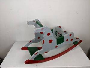 lot 275 image: Vintage Wooden Rocking Horse