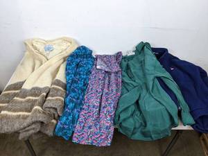 lot 280 image: 5-Piece Lot of Womens Clothes Eider Knit Sweater Jacket, Komil Dress, SSP Segrets Sweater, and More