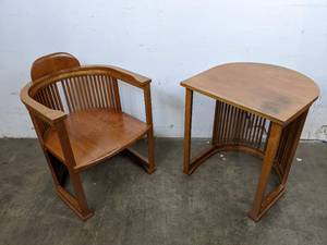 lot 40 image: Vintage Wood Half Desk and Chair