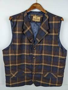 lot 308 image: Kings Ranch Blue & Gold Plaid 100% Wool Vest, XL
