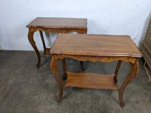lot 36 image: Set of (2) Real Wood Rectangle Tables