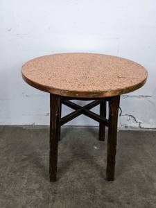 lot 16 image: Copper Top Table with Wood Base