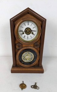 lot 329 image: E. Ingraham Rosewood Veneer Mantle Clock
