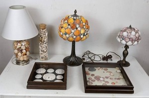 lot 322 image: Beautiful Collection of Shell Lamps, Framed Shells, & More