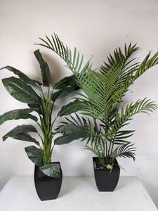 lot 346 image: Gorgeous Set of 2 Faux Green Plants in Pots - Each 48 Tall