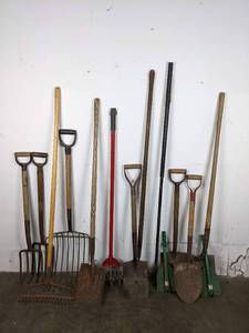 lot 365 image: Array of Garden Tools Shovels, Pitchforks, & More