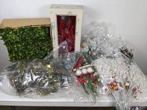 lot 385 image: Assortment of Christmas Craft Items Holiday Trim, Artificial Leaves and More