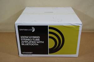 lot 4 image: NEW Dayton Audio 100W Hybrid Stereo Tube Amp with Bluetooth - HTA100BT