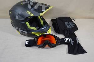 lot 80 image: Ride FXR Blade Hi-Vis Open Face Motorcycle Helmet with Thor Goggles - Large