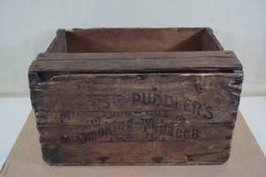lot 126 image: Antique Miners and Puddlers Long Cut Tobacco Wood Crate