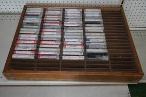 lot 131 image: Wood Cassette Storage Tray with Cassettes