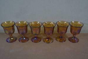 lot 151 image: Antique Iridescent Carnival Glass Goblets
