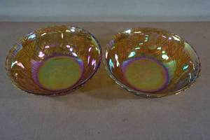 lot 154 image: Antique Iridescent Carnival Glass Serving Bowls