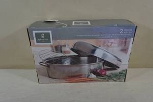 lot 170 image: Gibson Home 2 Piece Stainless Roaster Set