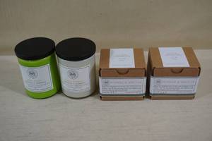 lot 110 image: Begonia and Bench Candles - Mint, Lemon Verbana, Sunrise and Nectar