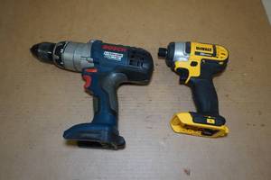 lot 205 image: DeWalt Impact Driver, Bosch Drill - NEED REPAIR