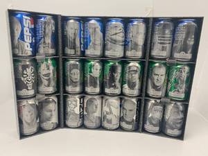 lot 20 image: Star Wars Episode 1 Pepsi And Mountain Dew Can Collection In Metal Display Case