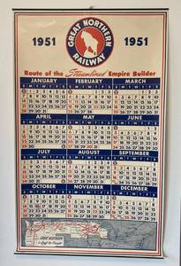 lot 49 image: Vintage 1951 Great Northern Railway Wall Calander.