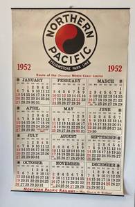 lot 83 image: Vintage 1952 Northern Pacific Yellowstone Park line Railway Wall Calendar