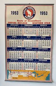 lot 84 image: Vintage 1953 Great Northern Railway Wall Calendar