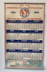 lot 85 image: Vintage 1954 Great Northern Railway Wall Calendar