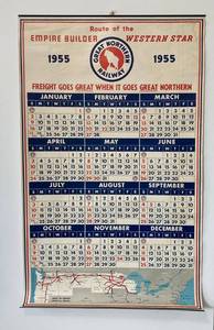 lot 86 image: Vintage 1955 Great Northern Railway Wall Calendar