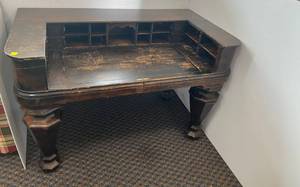 lot 89 image: Vintage Early 1900s Solid Wood Secretary Desk