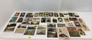 lot 102 image: Large Group Of Misc. Vintage Postcards Some With One Cent Stamps (Highly Collectible.)