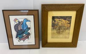 lot 104 image: Two Framed Prints Including Roy Thomas Pencil Signed