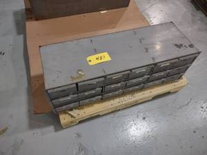 lot 437 image: 18 Drawer Parts Cabinet with Conten...