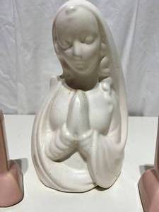 Mother Mary Planter & Haegar Pink Candle Sticks