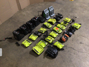 lot 20 image: Mix Lot of Ryobi Chargers & EGO Chargers - Various Models and Conditions - Review all pictures
