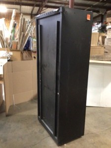 lot 42 image: Husky Regular Duty Welded 24-Gauge Steel Freestanding Garage Cabinet in Black (31 in. W x 75 in. H x 20 in. D) - Has Damage - Review all pictures