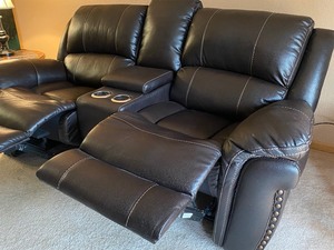 Double Reclining Leather Sofa