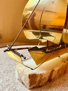 Vintage Metal Sailboat Sculpture by DeMott
