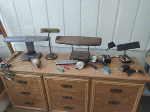 lot 410 image: Collection of Vintage Lamps & Office Supplies