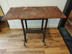 lot 207 image: Old Metal Table with Wood Top