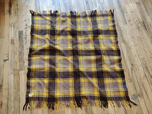 lot 226 image: Vintage Faribo Plaid Wool Blanket- Yellow & Brown