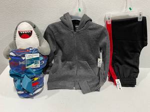 New Boys Clothes and Huggable Plush Throw Set