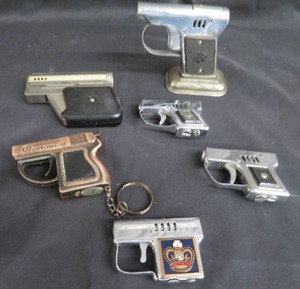 6 VINTAGE PISTOL LIGHTERS