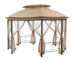 lot 8 image: HAMPTON BAY Seagrove 12 ft. x 10 ft. Octagonal Steel Frame Gazebo with Tan Canopy