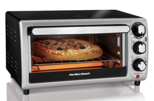 lot 22 image: HAMILTON BEACH 1100 W 4-Slice Stainless Steel and Black Toaster Oven