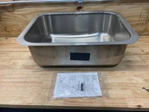 lot 102 image: STERLING McAllister Undermount Stainless Steel 24 in. Single Bowl Kitchen Sink