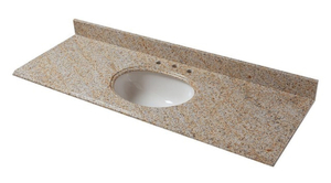 lot 71 image: HOME DECORATORS COLLECTION 61 in. Granite Vanity Top in Beige with Biscuit Basin