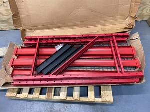 lot 79 image: HUSKY 3-Tier Heavy Duty Industrial Welded Steel Garage Storage Shelving Unit in Red (65 in. W x 54 in. H x 24 in. D)