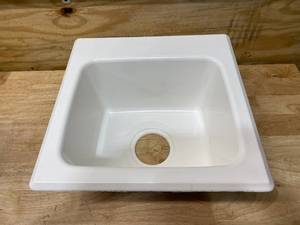 lot 86 image: MUSTEE 15 in. x 15 in. Fiberglass Self-Rimming Bar Sink in White