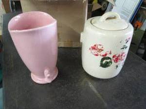 vintage mccoy pink vase and vintage...