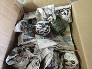 3 boxes of green dishes set of 4 ser...